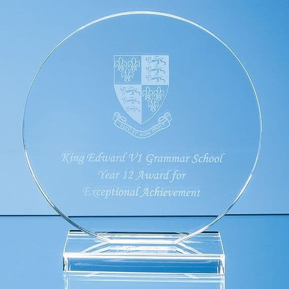 Clear Glass Circle Award 100mm (3.9
