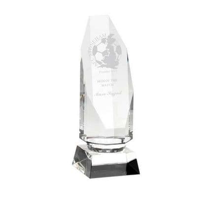 Clear Glass Diamond cut Column On Base
