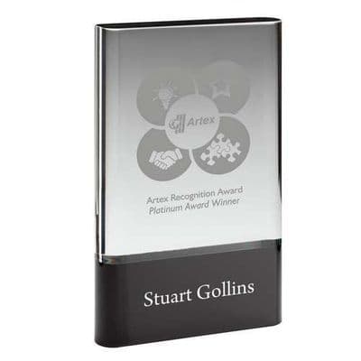 Clear Glass Plaque On Black Base (30mm Thick)