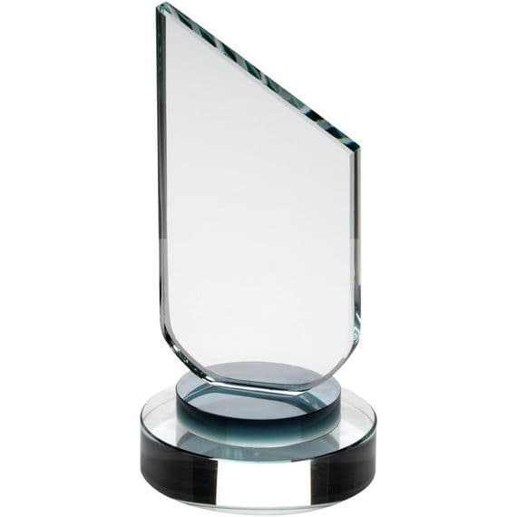 Clear Glass Plaque With Black Neck And Round Base 159mm (6.25