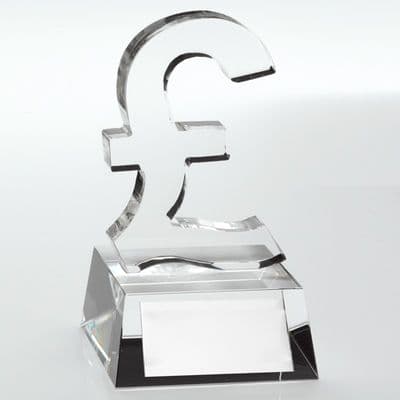Clear Glass 'Pound Sign'  £ Trophy 121mm