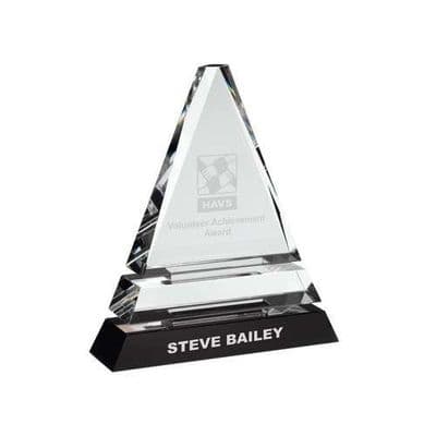 Clear Glass Pyramid On Black Base