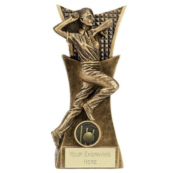 Conqueror Cricket Female Bowler Trophy 180mm (7.1