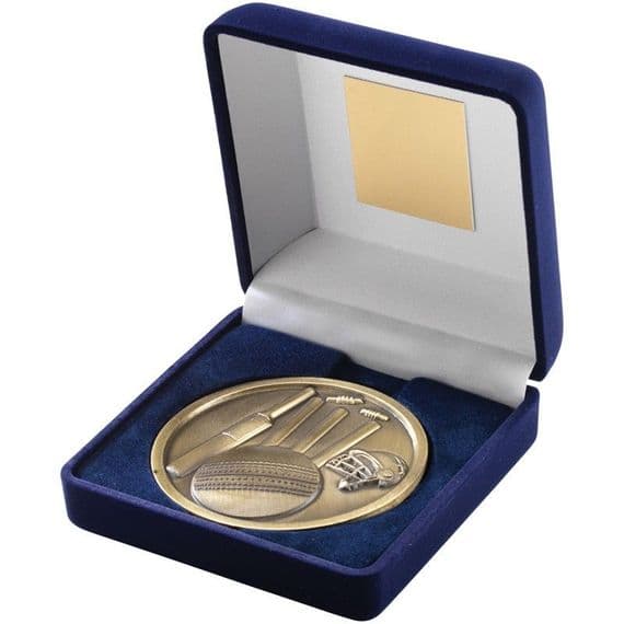 Cricket 70mm Medallion in Blue Box | TrophyMaster UK