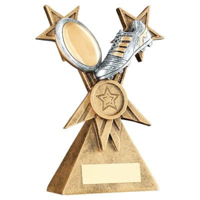 Crossed Stars Rugby Boot & Ball Trophy