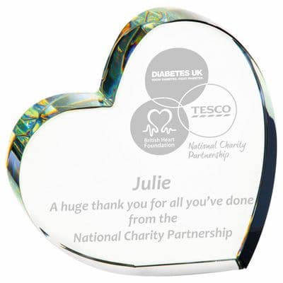 Crystal Clear Heart Shaped Award 100mm (25mm thick)