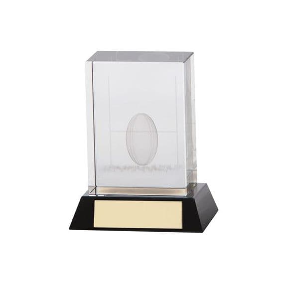 Crystal Cube 3D Rugby Award 90mm | TrophyMaster UK