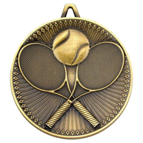 Deluxe Antique Gold Tennis Medal 60mm (2.4