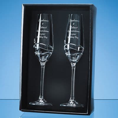 Diamante Champagne Flutes with Modena Spiral Cutting 2