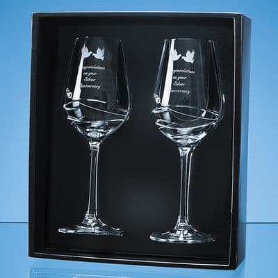 Diamante Wine Glasses with Modena Spiral Cutting 2pcs