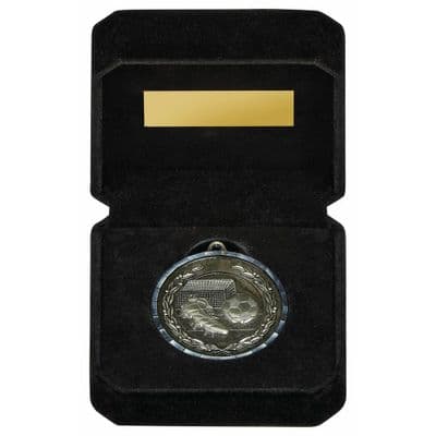Diamond Milled Edge Football 50mm Medal in Case