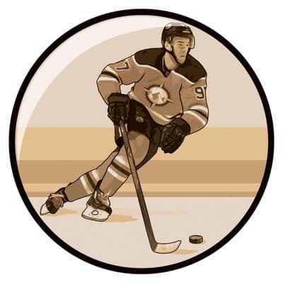 Domed Ice Hockey Centre Gold 25mm - 10pcs