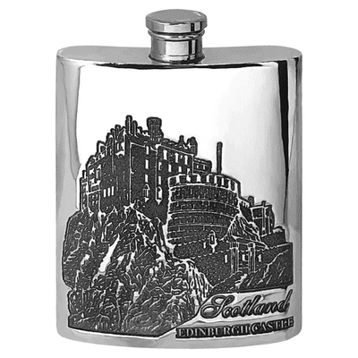 Edinburgh Castle Hip Flask Pewter 6oz