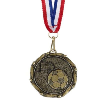 Football Combo Medal 45mm with Ribbon Antique Gold