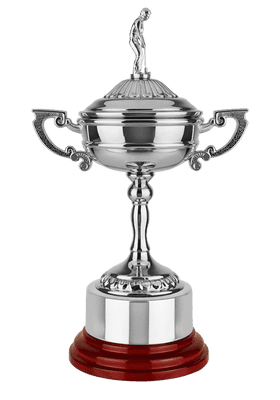 Glenjewel Nickel Plated Ryder Type Golf Cup with Golfer on Lid