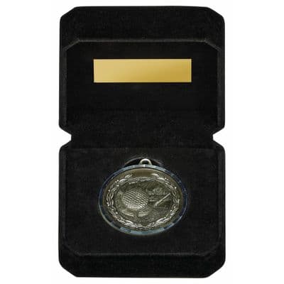 Golf Ball on Tee Milled Edge 50mm Medal in Luxury Case