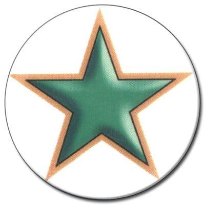 Green & Gold Star Vinyl 25mm Flat Centre - 5pcs