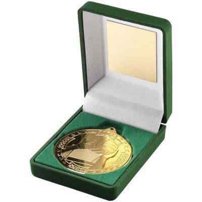 Green Velvet Box with Gaelic Football Medal 50mm (2
