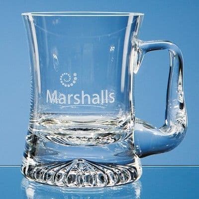 Handmade Curved Star Base Glass Tankard 1/2 Pint