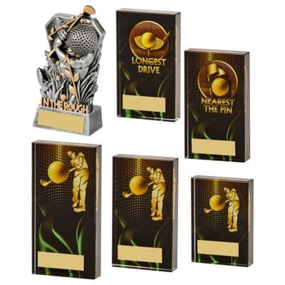 Heavyweight Glass Block Golf 6 Piece Trophy Set