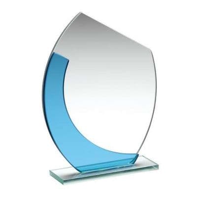 Jade/Blue Glass Oval Plaque With Angled Top (5mm Thick)