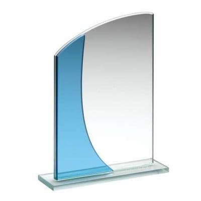 Jade/Blue Glass Rectangle Plaque With Curved Top (5mm Thick)