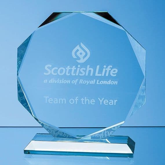 Jade Glass Facetted Octagon Award 115mm (4.5