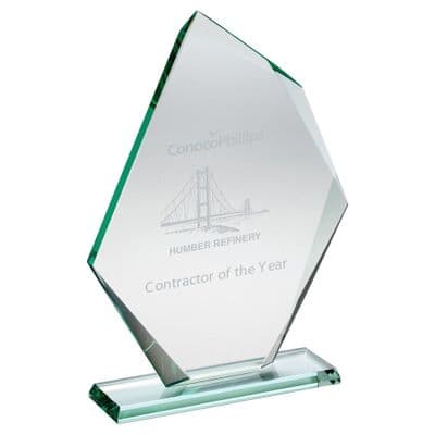 Jade Glass Offset Diamond Plaque (10mm Thick)