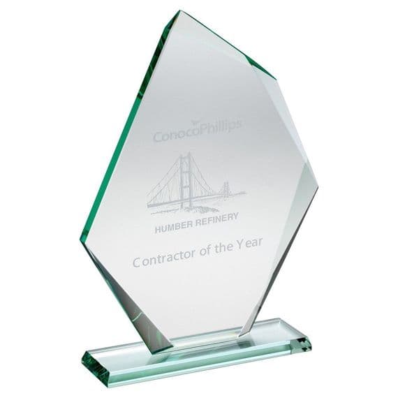 Jade Glass Offset Diamond Plaque (10mm Thick) 197mm (7.75
