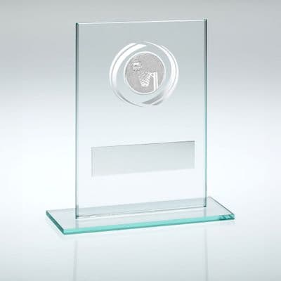 Jade Glass Plaque with Silver Netball Insert Trophy