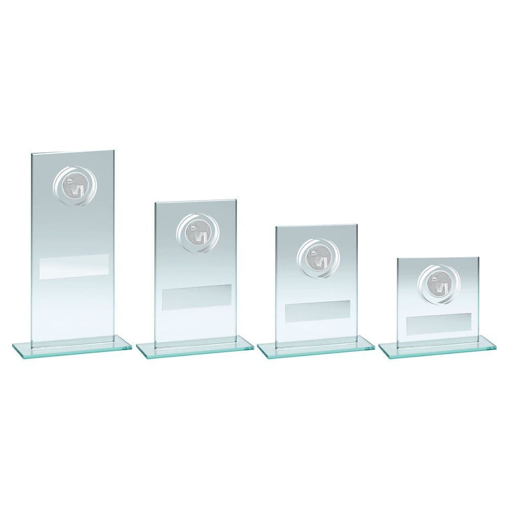 Jade Glass Plaque with Silver Netball Insert Trophy