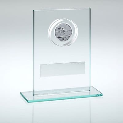 Jade Glass Plaque with Silver Pool Insert Trophy