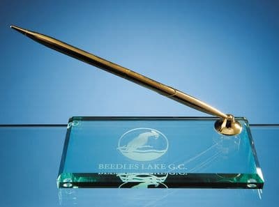 Jade Glass Rectangular Pen Holder 150mm