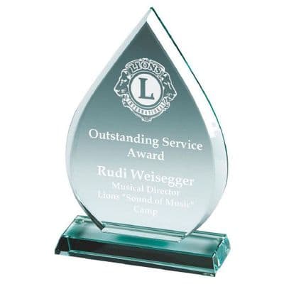 Jade Glass Teardrop Award (15mm Thick)