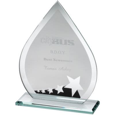 Jade Glass Teardrop With Silver/Black Star Design