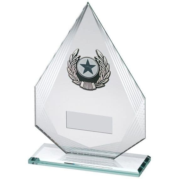 Jade/Silver Diamond Glass With Silver/Blk Trim Trophy 165mm (6.5