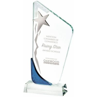 Jagged Star Silver & Blue Glass Award 260mm