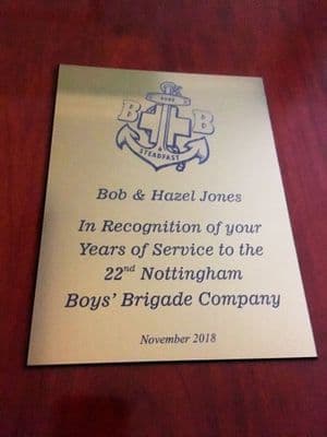 Laser Engraved Acrylic Plaque in Brushed Gold / Silver or Black Finish (Multi Size Options)