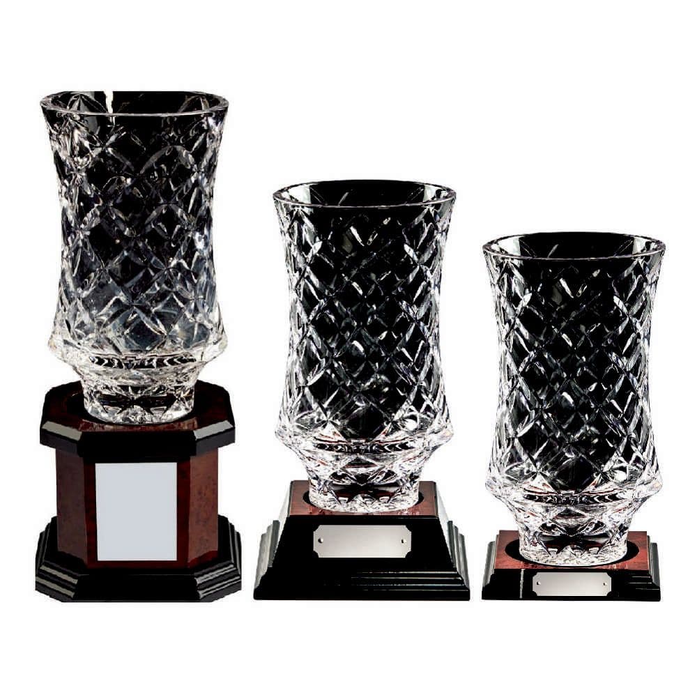 Lead Crystal Vase Award on Wooden Base TrophyMaster UK