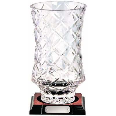 Lead Crystal Vase Award on Wooden Base