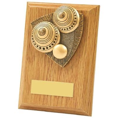Light Oak Lawn Bowls Wood Plaque Award