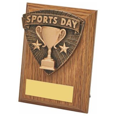 Light Oak Sports Day Award Wood Plaque Award 100mm