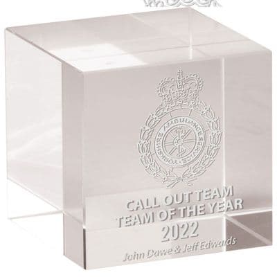 Mentor Block Crystal Award - Laser Engraved