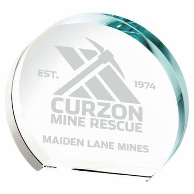 Mini Clear Glass Semi Circle Award 65mm (15mm Thick)