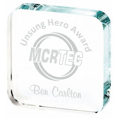 Mini Clear Glass Square Award 65mm (15mm Thick)