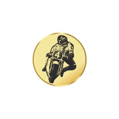 Motor Cycle Racing Gold Metal 25mm Flat Centre - 5pcs