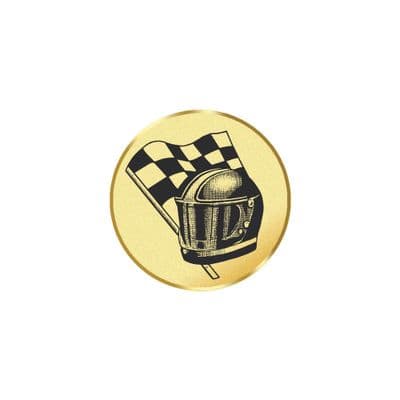 Motor Sport Helmet & Flag Gold Metal 25mm Flat Centre - 5pcs