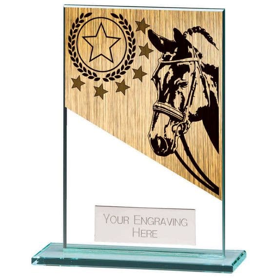 Mustang Equestrian Large Jade Glass Award | TrophyMaster UK
