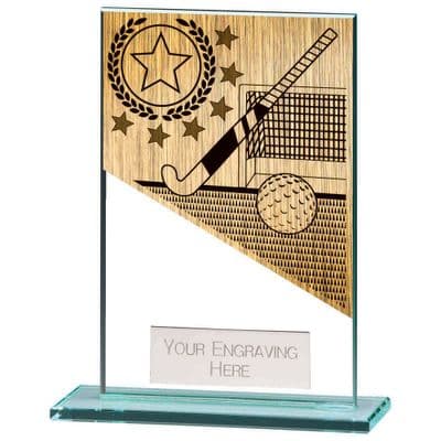 Mustang Hockey Large Jade Glass Award