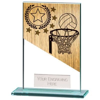 Mustang Netball Large Jade Glass Award